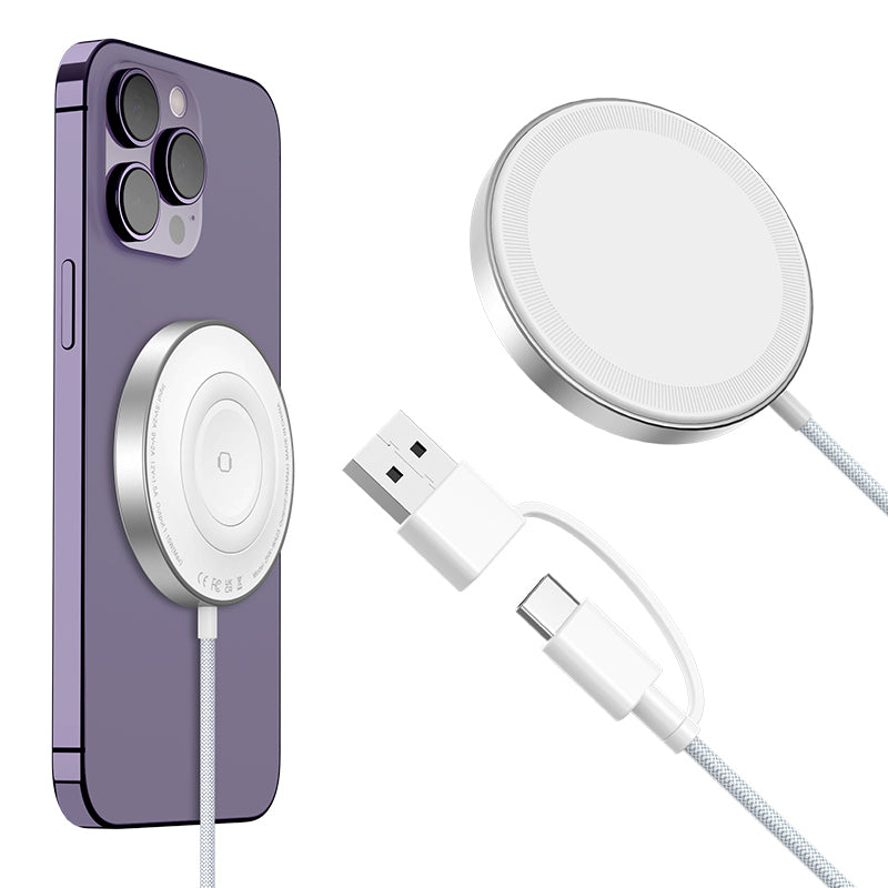 WA23 Dual-side Magnetic Wireless Charger with Type-C USB 2.0 Input 15W Fast Charging Desktop Charging Dock for Apple Watch Mobile Phone Earbuds WA23 Dual-side Magnetic Wireless Charger with Type-C USB 2.0 Input 15W Fast Charging Desktop Charging Dock for Apple Watch Mobile Phone Earbuds